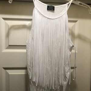 Zara White Tank Top Fringe
